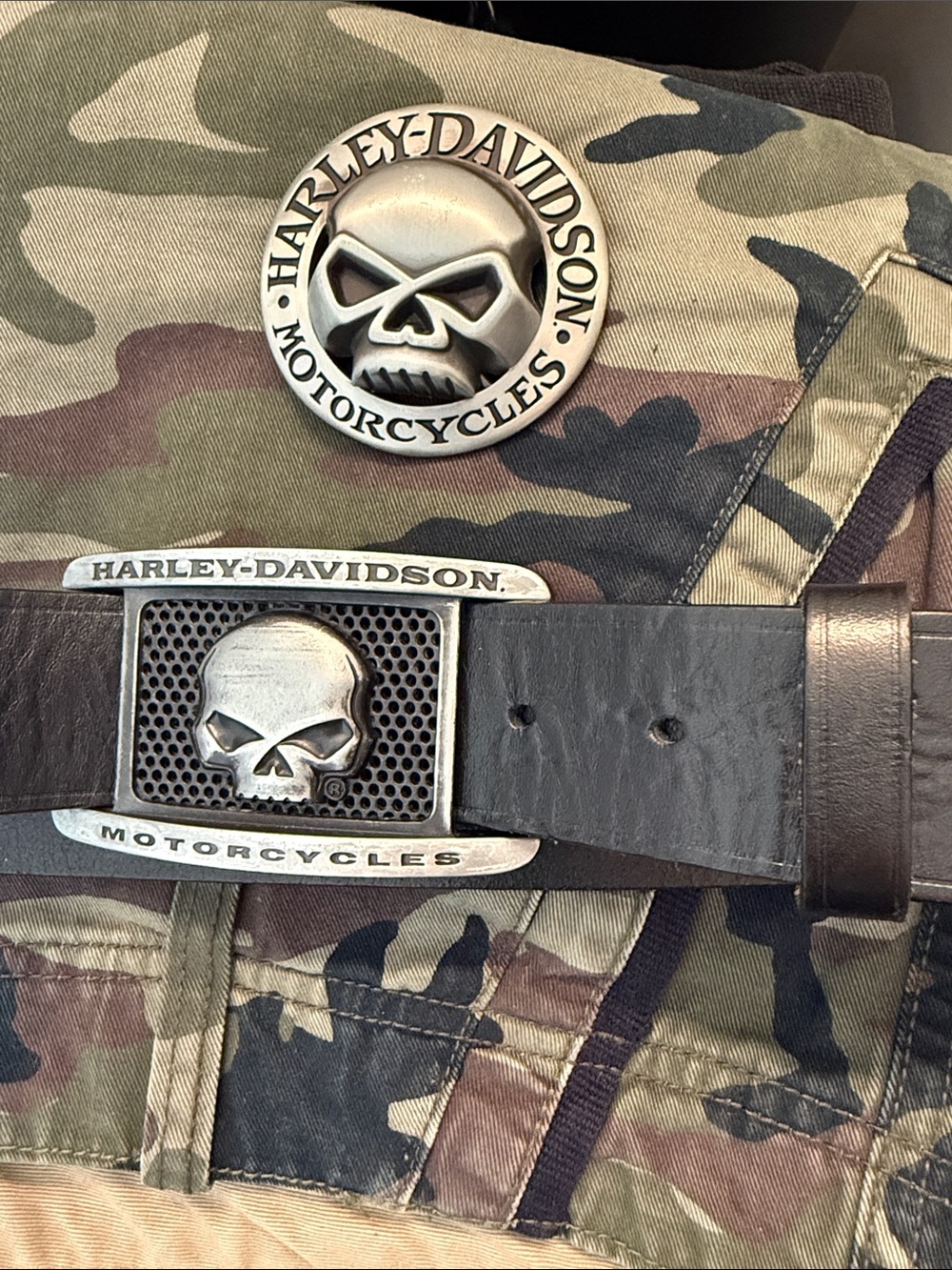 💀 Harley-Davidson Interchangeable Buckle Leather Belt - Picture 8 of 12